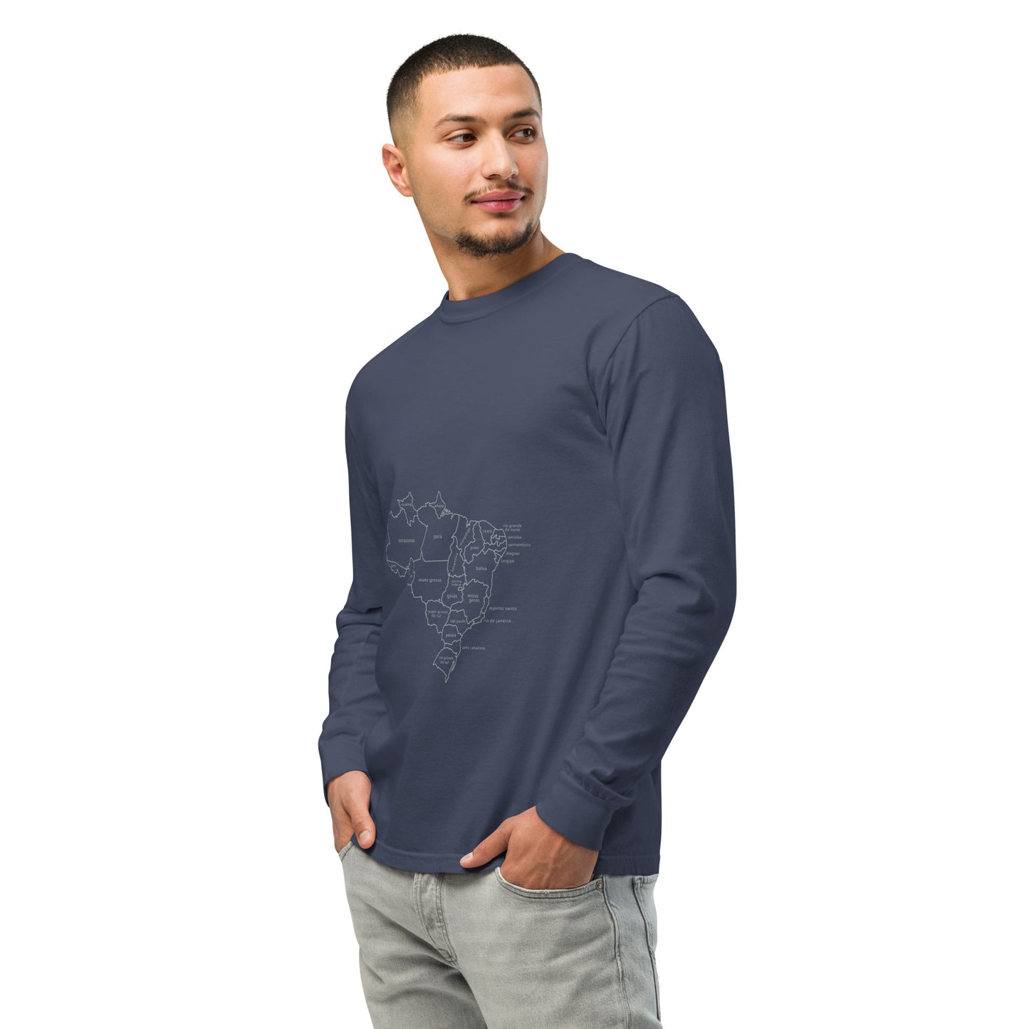 Long Sleeve T-Shirt - Brazil Map Lines - unisex - Brazilian Regional Clothing | Berimba