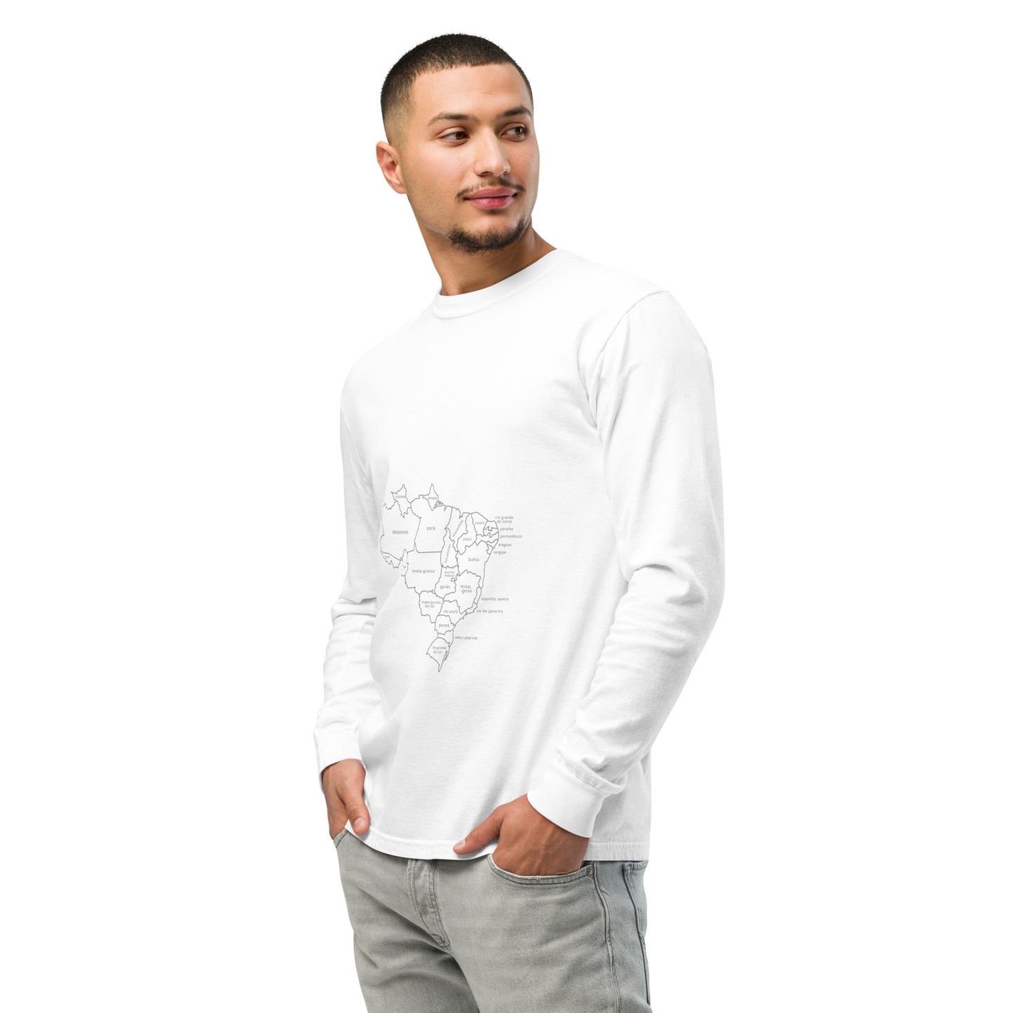 Long Sleeve T-Shirt - Brazil Map Lines - unisex - Brazilian Regional Clothing | Berimba