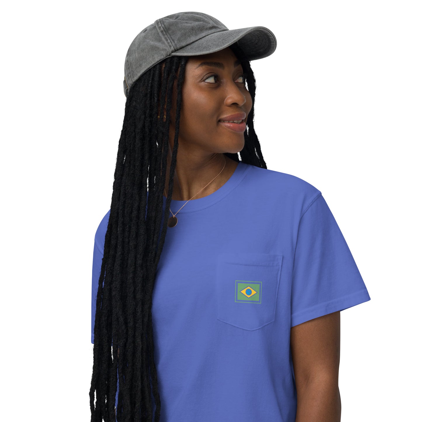 Pocket T-Shirt - Brazil Flag Designer Brand - Unisex - Brazilian Regional Clothing | Berimba