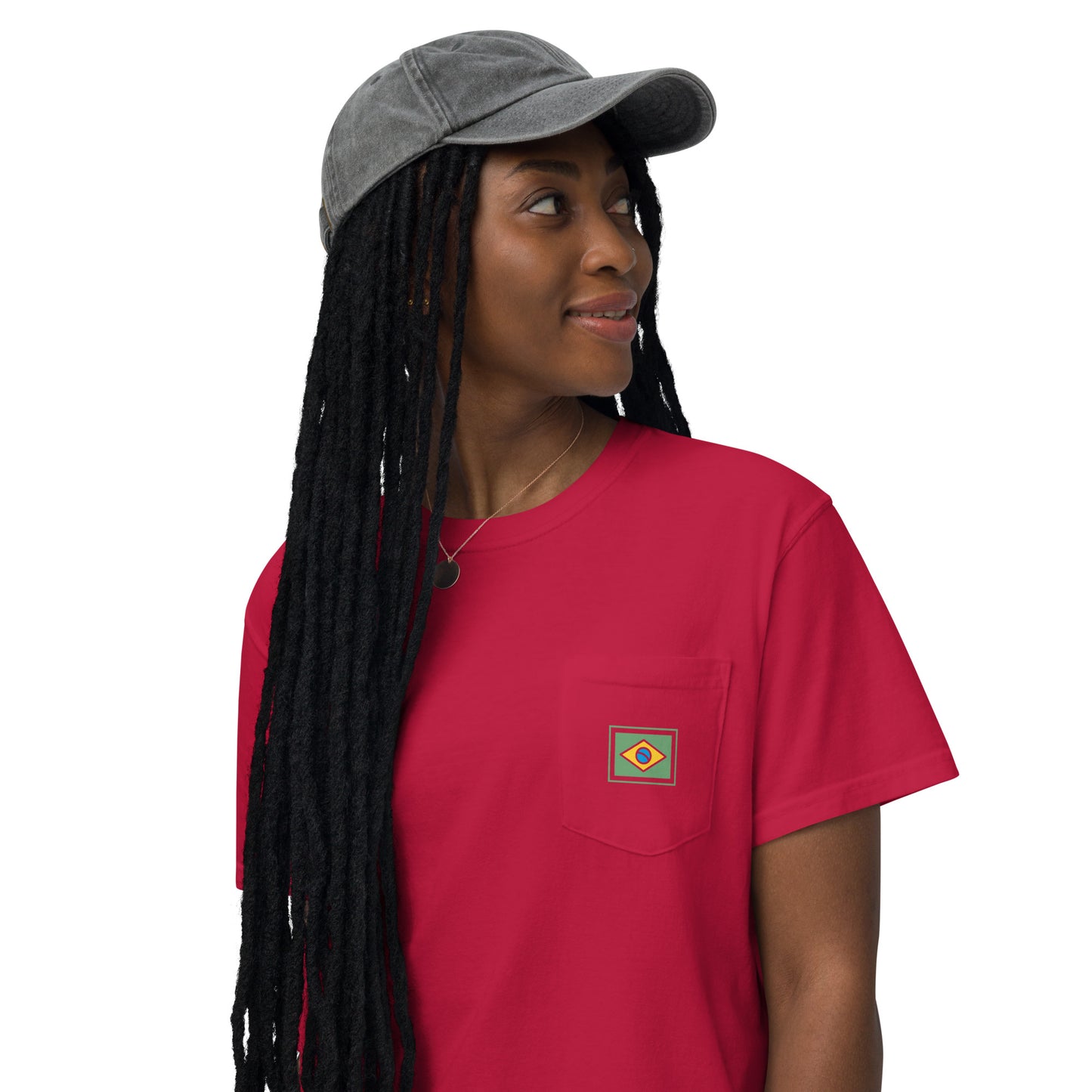 Pocket T-Shirt - Brazil Flag Designer Brand - Unisex - Brazilian Regional Clothing | Berimba