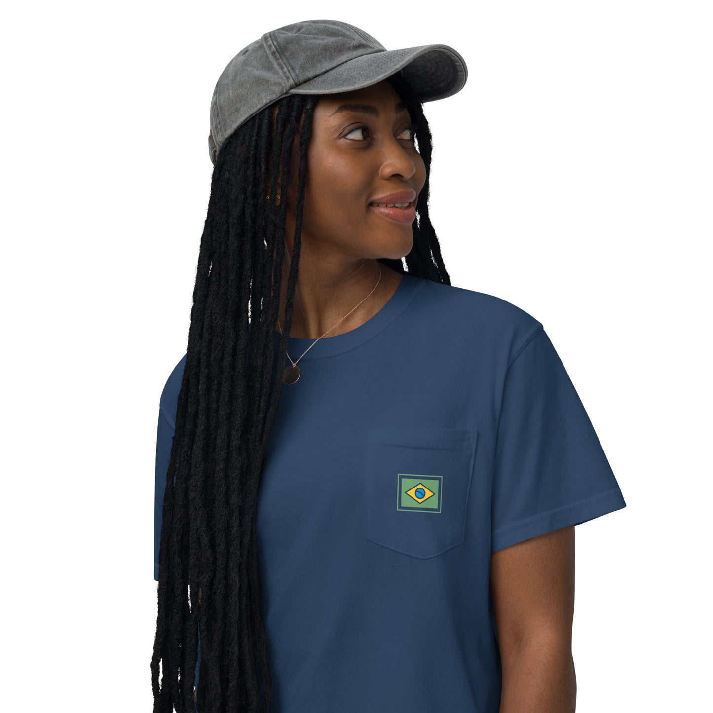 Pocket T-Shirt - Brazil Flag Designer Brand - Unisex - Brazilian Regional Clothing | Berimba