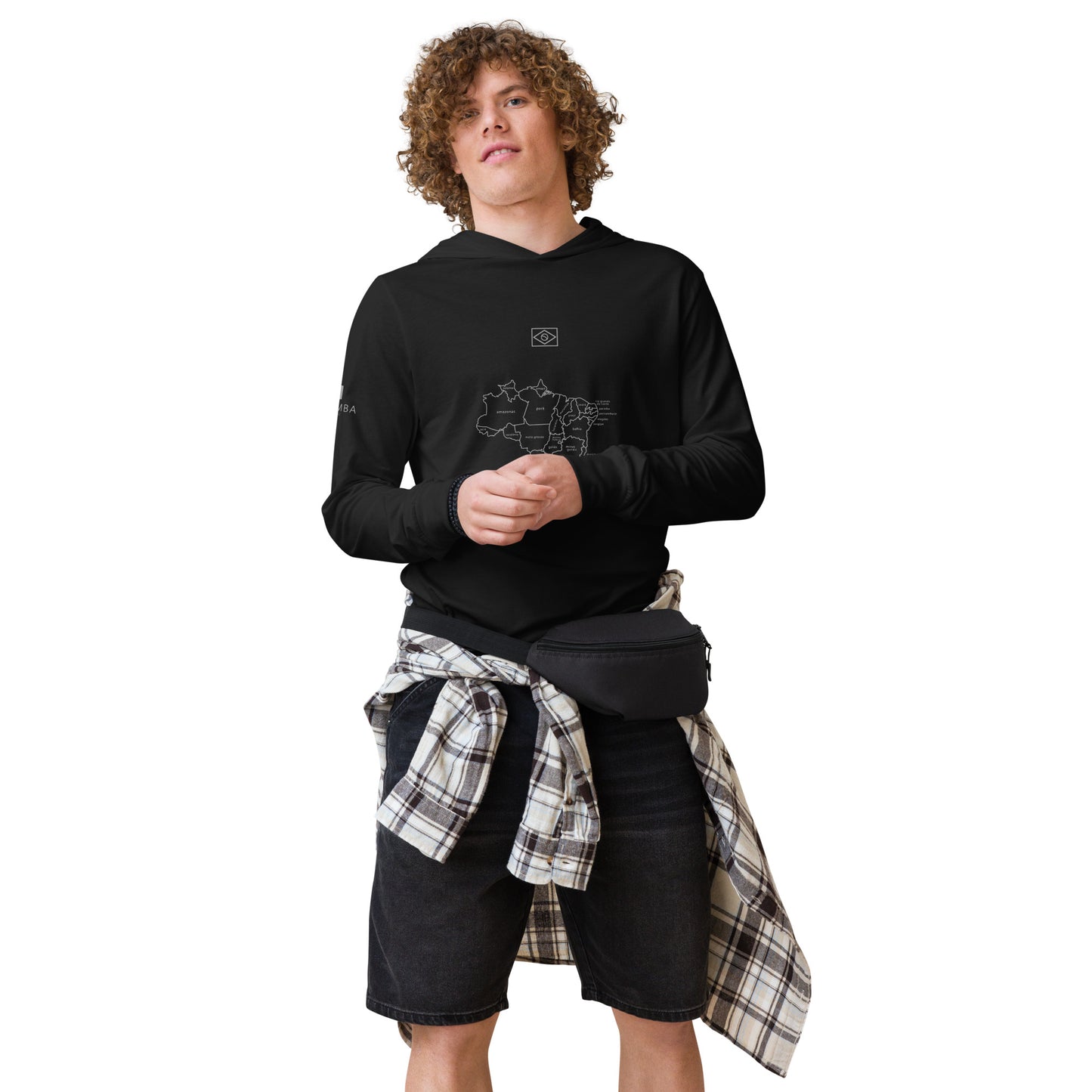 Long Sleeve Hooded T-Shirt - Brazil Map - unisex - Brazilian Regional Clothing | Berimba