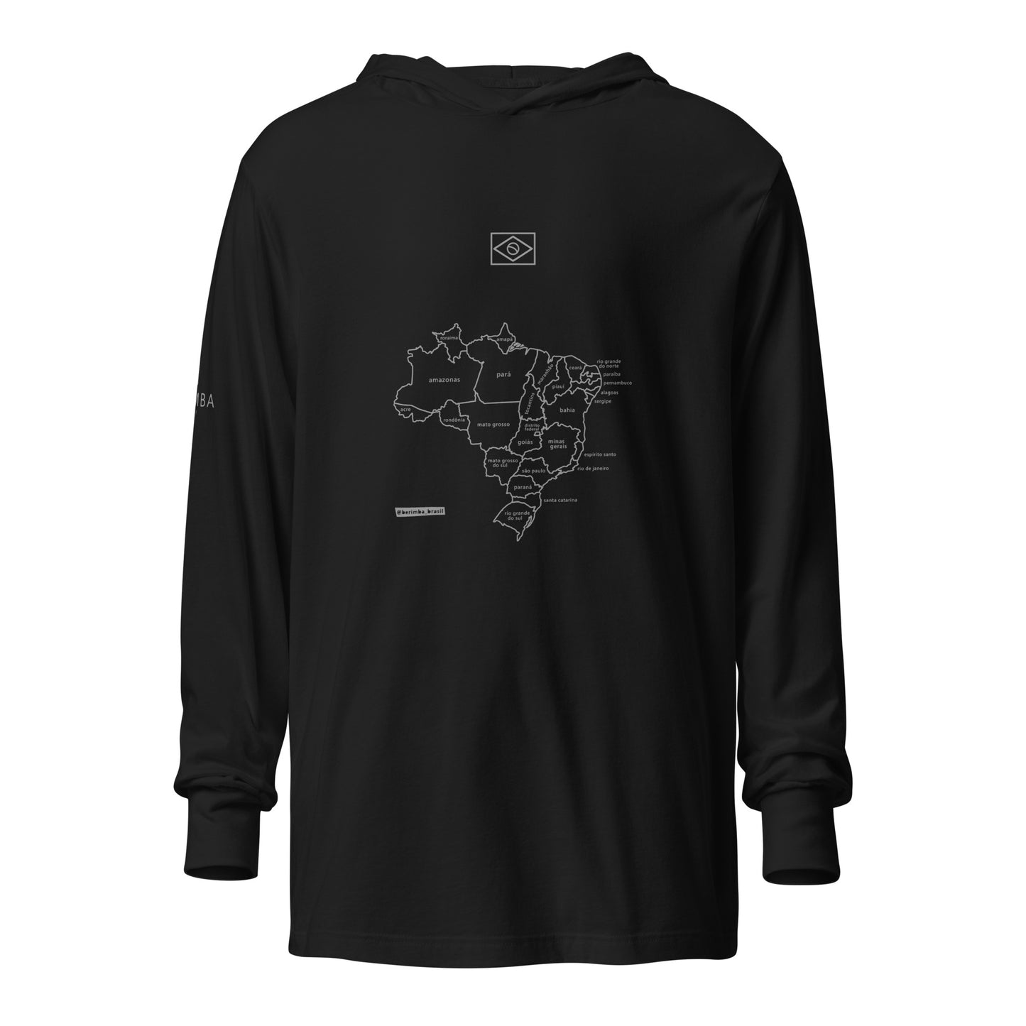 Long Sleeve Hooded T-Shirt - Brazil Map - unisex - Brazilian Regional Clothing | Berimba