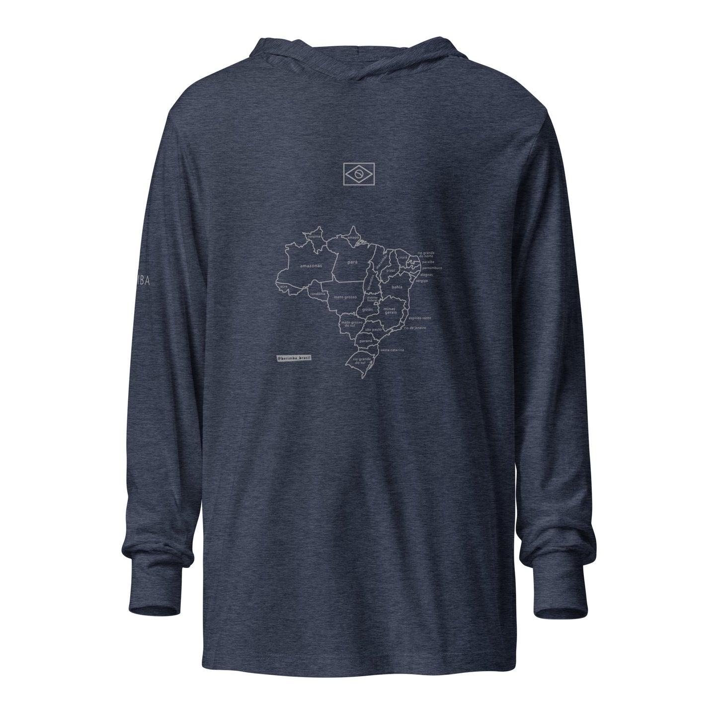 Long Sleeve Hooded T-Shirt - Brazil Map - unisex - Brazilian Regional Clothing | Berimba