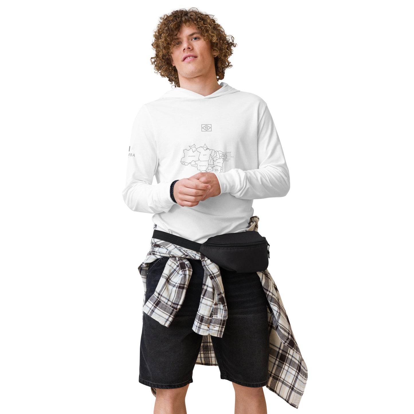 Long Sleeve Hooded T-Shirt - Brazil Map - unisex - Brazilian Regional Clothing | Berimba