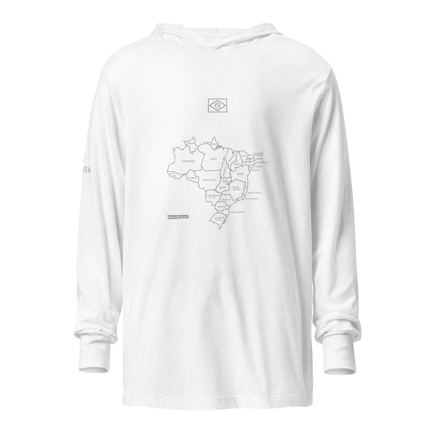 Long Sleeve Hooded T-Shirt - Brazil Map - unisex - Brazilian Regional Clothing | Berimba