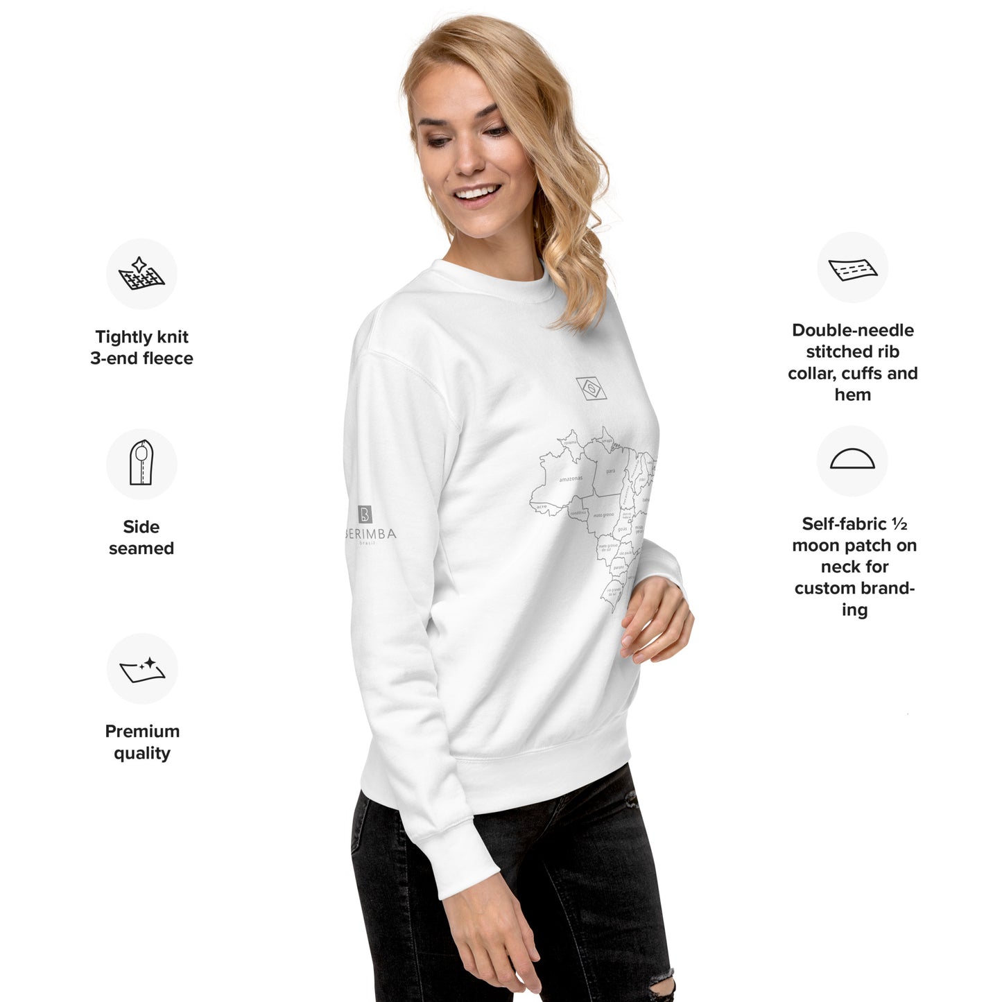 Sweatshirt / Sweater - Brazil Map Lines - Unisex - Brazilian Regional Clothing | Berimba
